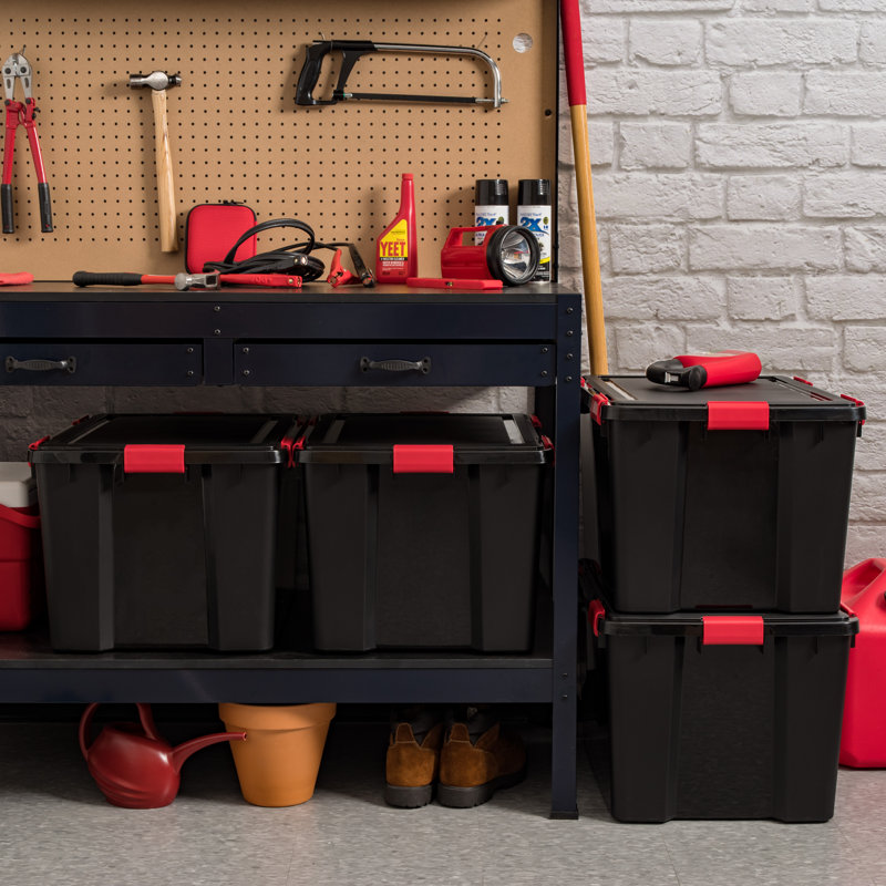 IRIS 74 Qt./18.5 Gal. Weatherproof Heavy-Duty Storage Tote in Black, 74 Qt