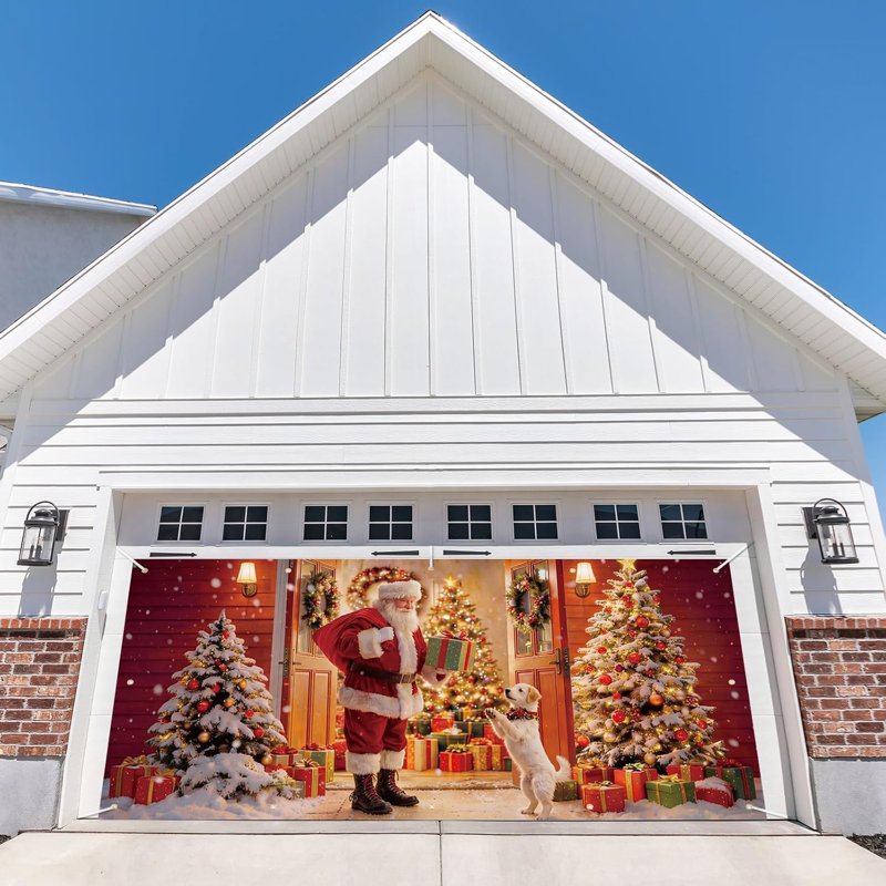 Bannière de porte de garage 7 x 16 pi Père Noël