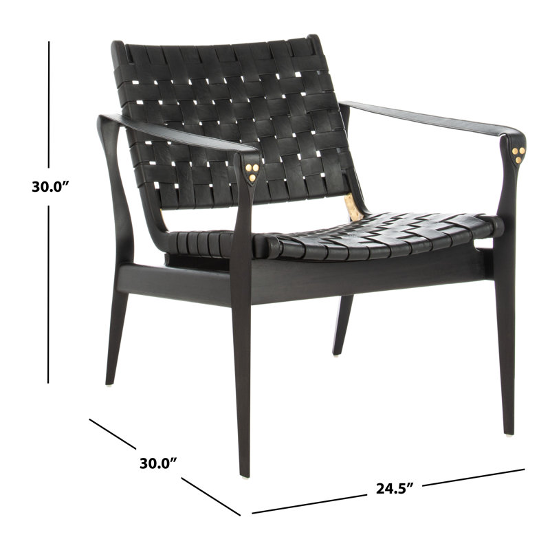 Armchair, Black, Black Genuine Leather