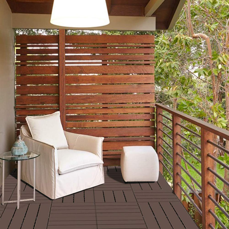 12" x 12" Composite Interlocking Deck Tile, Dark Brown