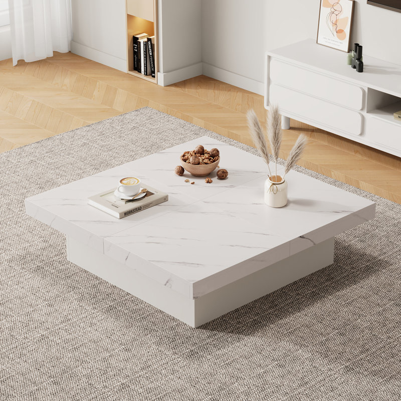 Frame Coffee Table with Storage, White