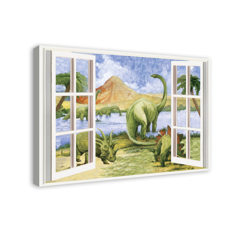 Art sur toile pour fenêtre dinosaure Mccasland, H 24 po x l 36 po x P 1,25 po