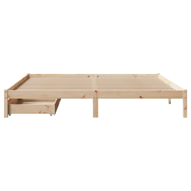 Solid Wood Storage Bed, Brown, Super King (6')