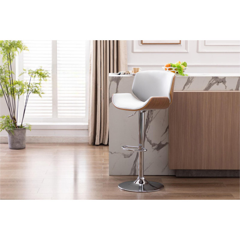 Katalyn Swivel Adjustable Height Bar Stool, White