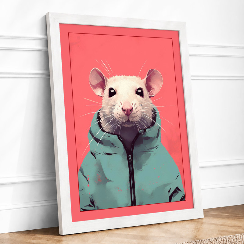 Rat In Turquoise Modern - Print, A1 - 84.1 x 59.4 cm, White