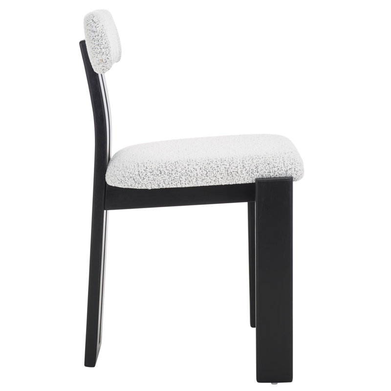 Cayde Boucle Dining Chair, Black w/ White, Black