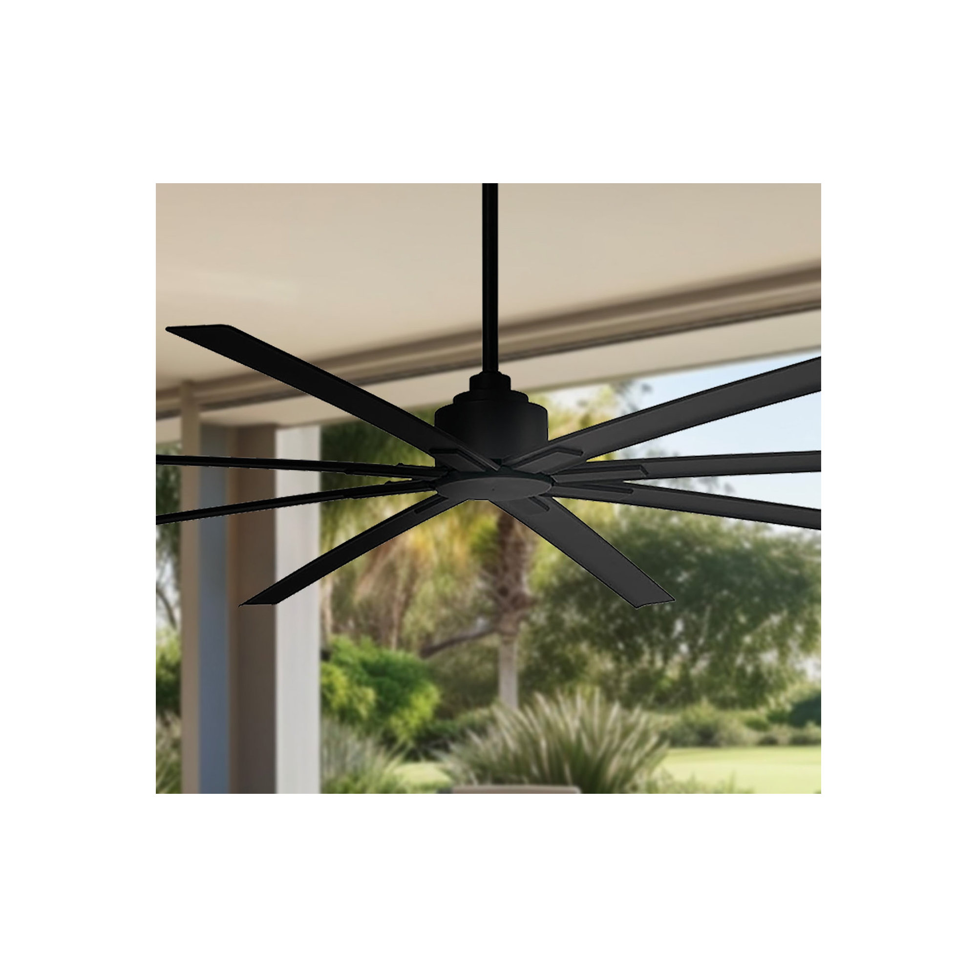 8 - Blade Outdoor Standard Ceiling Fan with Remote Control, 84" Wide, Coal