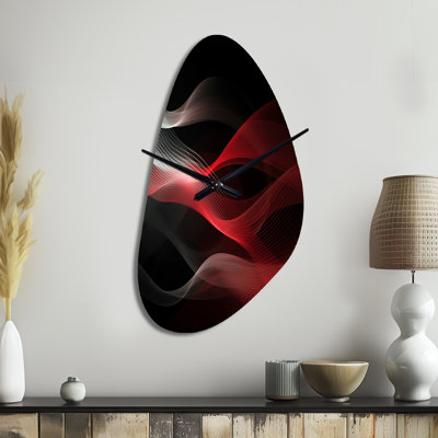 Red Black Contemplative Abstraction II - Fall Shape Large Red Wall Clock Sculpture