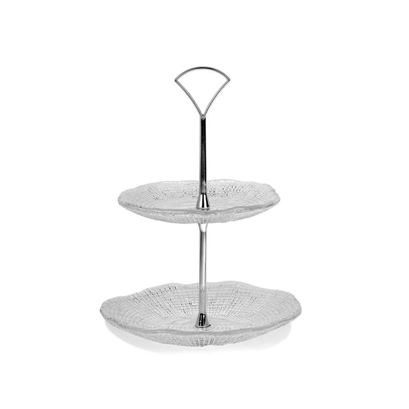 Diamante' 2 Tier Stand H.24.5 Cm. (18/15) Clear With Metal Support