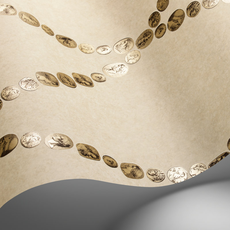Fornasetti Senza Tempo II Wallpaper Roll, Soft Gold/Stone