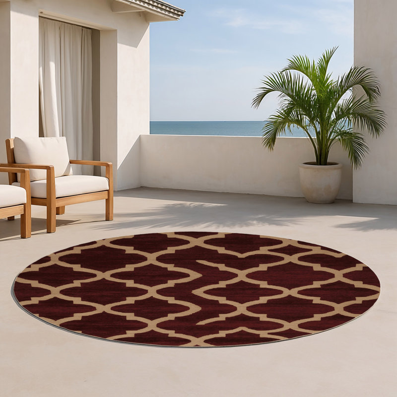 Tapis brun intérieur et extérieur Trellis, Rond 5 pi