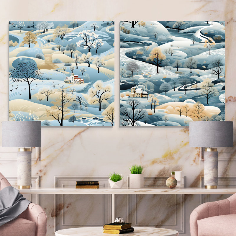 Frith - Ensemble de 2 art mural en verre acrylique, H 36 po x l 73 po