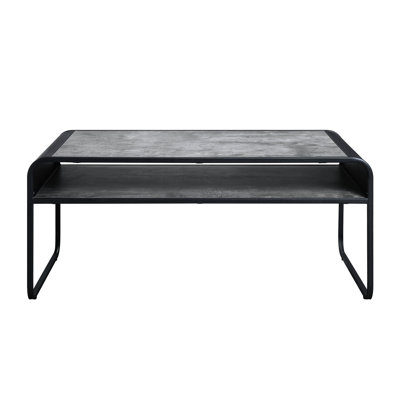 Table basse moderne en béton gris et noir - Style polyvalent pour rehausser tout style Large avec un look élégant
