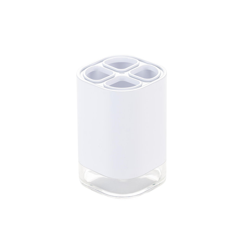 White Brushed Plastic 6-Piece Modern Bathroom Accessory Set