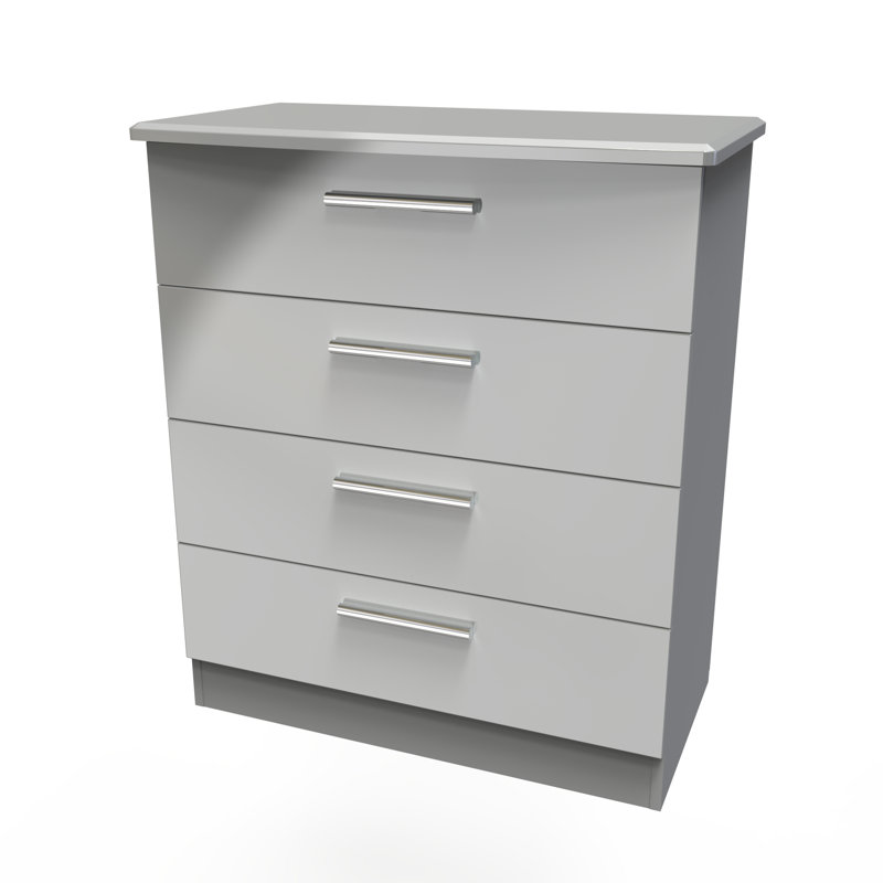 Fully Assembled Letoya 4 - Drawer Chest of Drawers, Grey Gloss