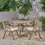 Ensemble repas d'extérieur en bois d'acacia massif avec coussins de 47,25 po de largeur 47,25 po Cotswald-1804838570