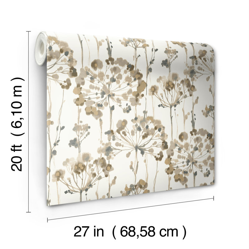Flourish Floral Peel & Stick Wallpaper Roll, Neutral, Non-Woven