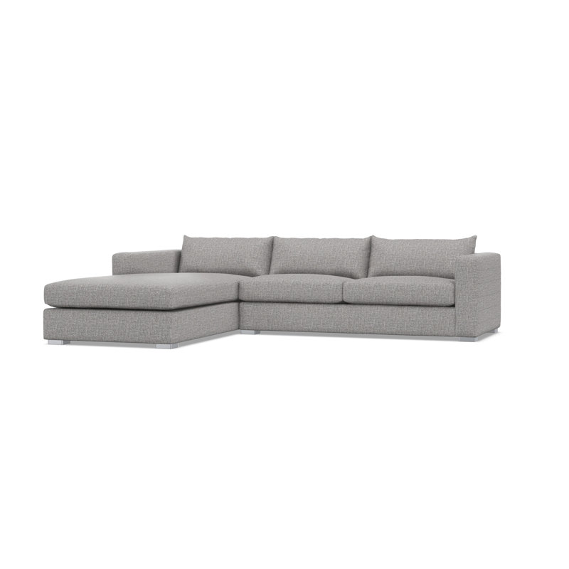 Chaise Sectional, Gray Polyester