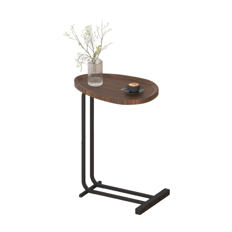 C-Shaped Side Table, C Table End Table For Sofa And Bedside, Couch Side Tables, Wood C-Shaped End Table With Metal Frame Slide For Bedroom Living Room