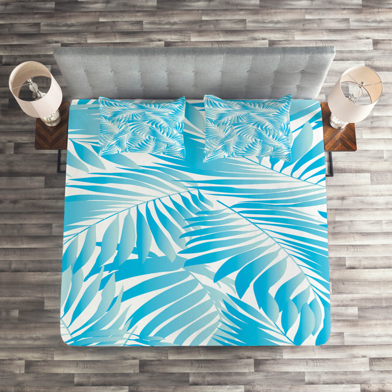 Modern & Contemporary Polyester Abstract Coverlet, Queen Bedspread + 2 Shams, Teal