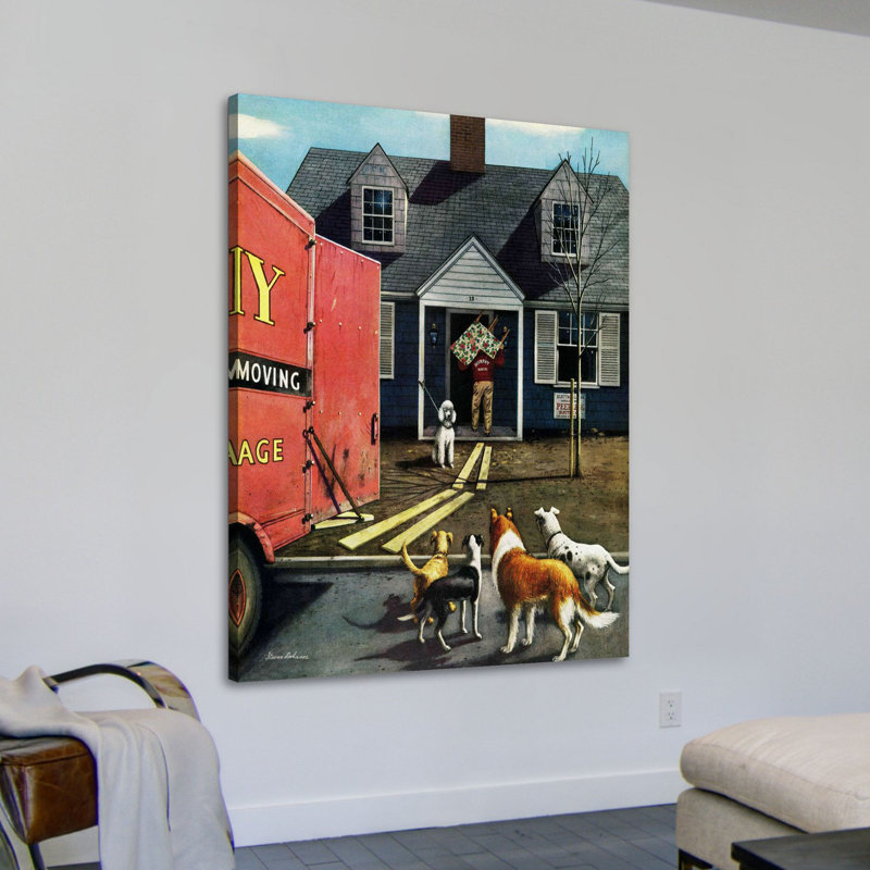«New Dog in Town» par Stevan Dohanos, reproduction sur toile tendue, H 29 po x l 24 po