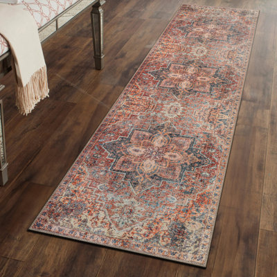 Savina Multicolor Traditional Rug – Washable Flatweave Construction With Non-Slip Backing