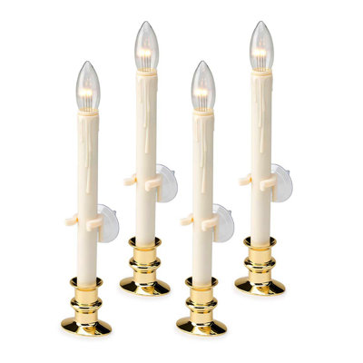 Unscented Flameless Taper Candle with Metal Holder