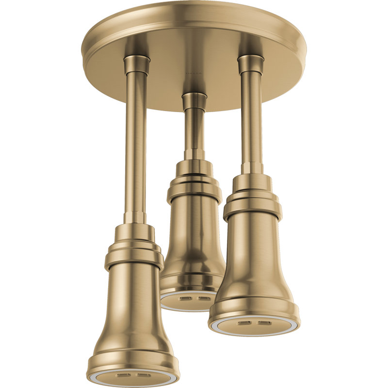 Luminaire suspendu avec pomme de douche à pluie double H2Okinetic®, Bronze champagne
