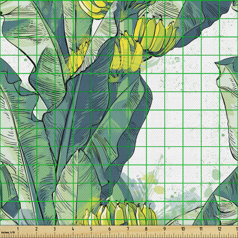 Cheriah Banana Tree Leaves and Exotic Summer Fruits Multi-Purpose Fabric