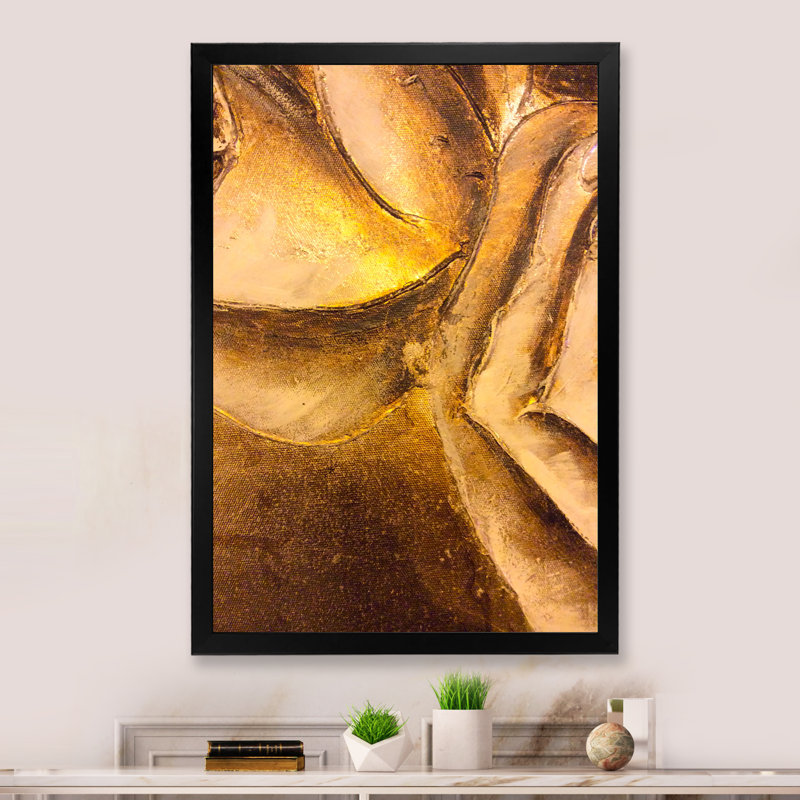 Orange et jaune abstrait - reproduction d'art moderne et contemporaine sur toile, Impression noire sur toile encadrée