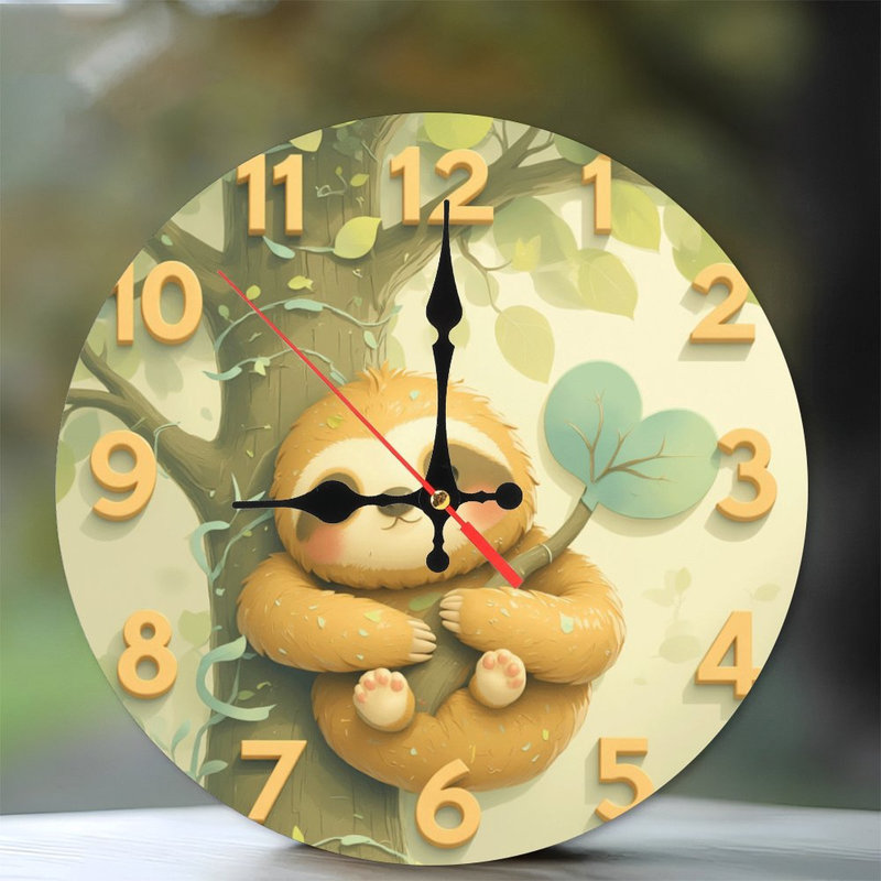 Adorable horloge paresseuse ronde