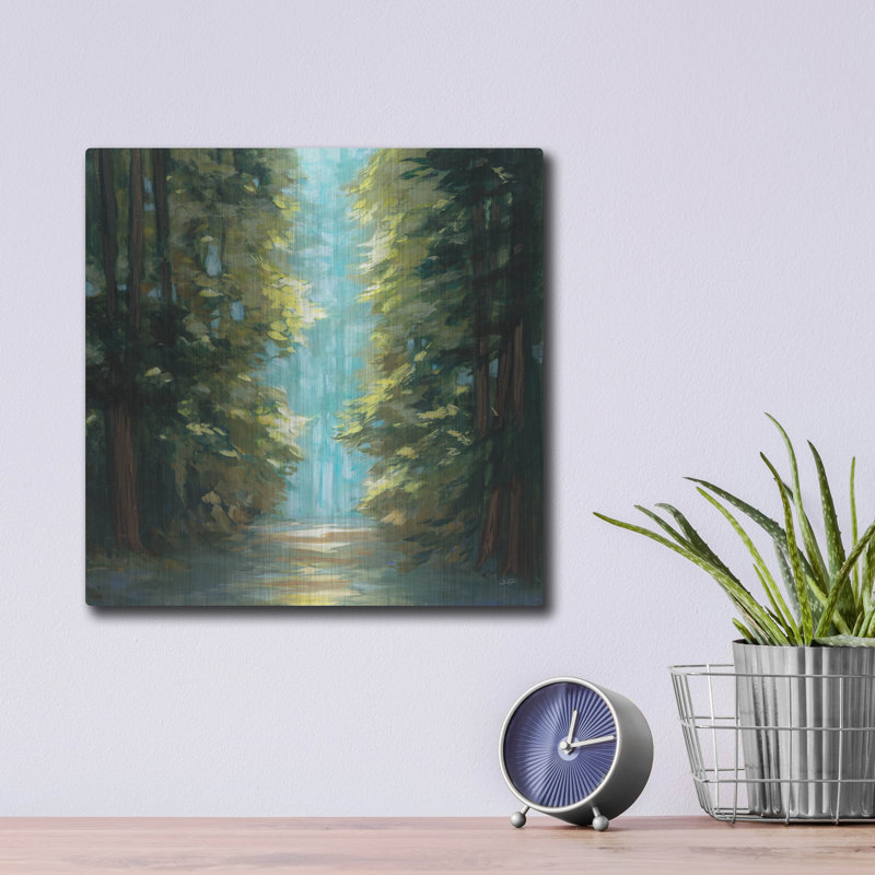 Art mural en métal «Sunlit Forest» par Julia Purinton, H 12 po x l 12 po