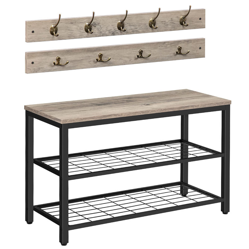 Banc de rangement pour 6 paires de chaussures, Gris / noir