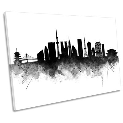 Tokyo Abstract City Skyline 1 Piece Wrapped Canvas Wall Art