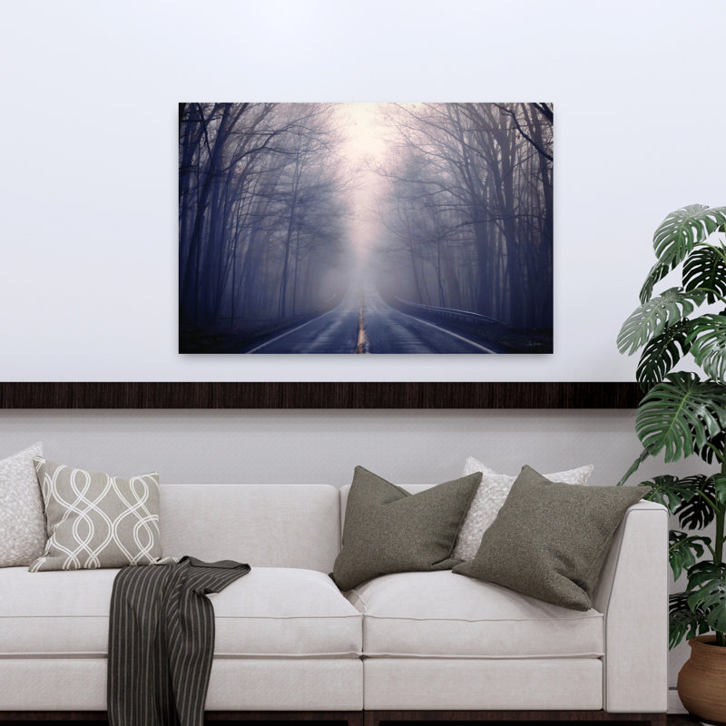 Art contemporain contemporain, paysage serein dramatique abstrait forêt, H 32 po x l 48 po
