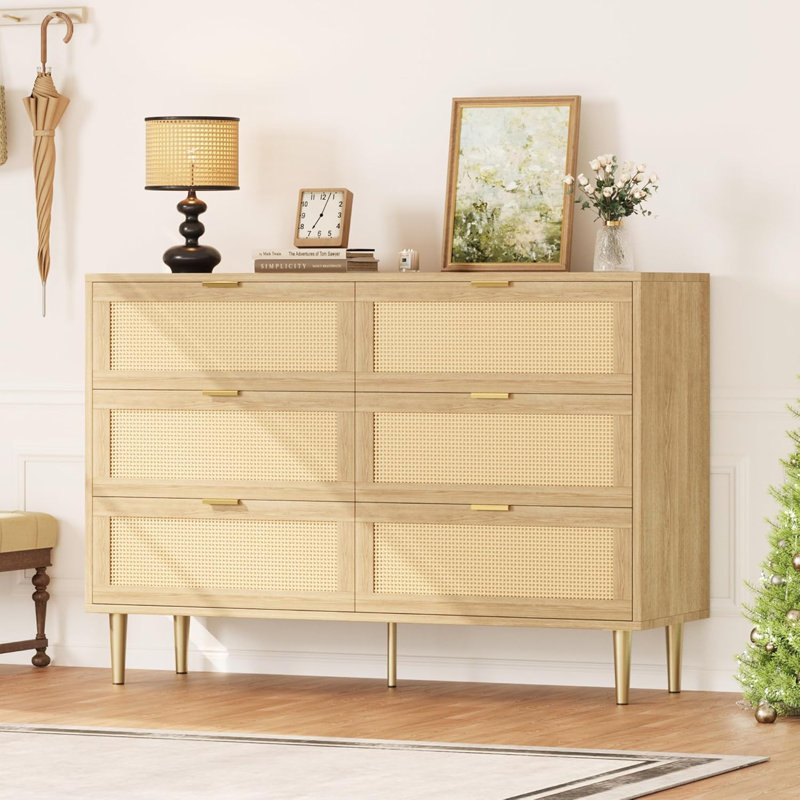 Commode 6 tiroirs Garvee, Beige