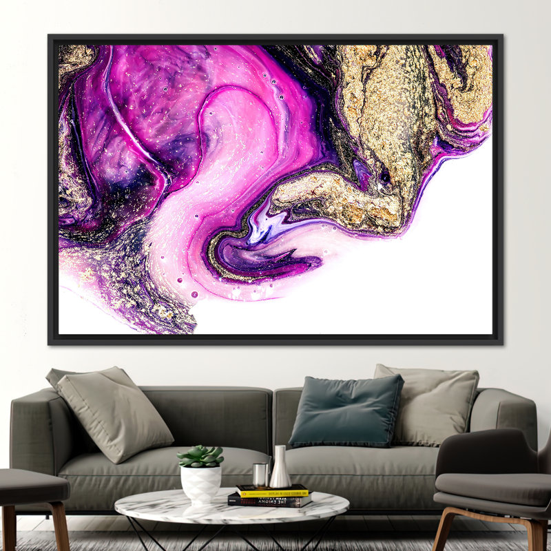 Luxurious Marble Abstract Canvas Art for Modern Wall Decor, 20 cm H x 30 cm W, Black Floater Framed