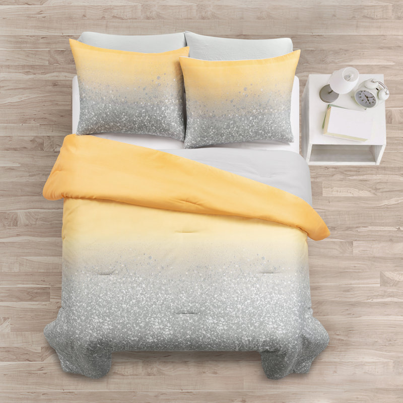 3 - Piece Comforter Set, Yellow/Grey