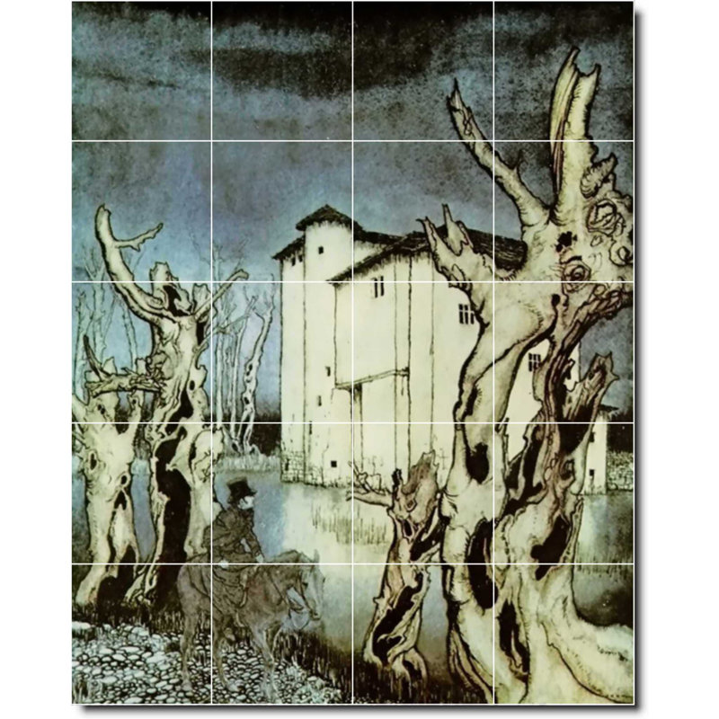 Carreau de céramique décorative 24 po x 30 po 6 po x 6 po, Illustration de Arthur Rackham W06851