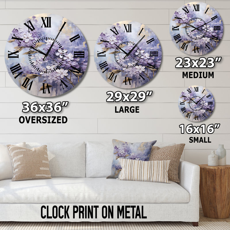 Horloge murale mauve et mauve pastel Lilac Dreams I - Lilas, Médium