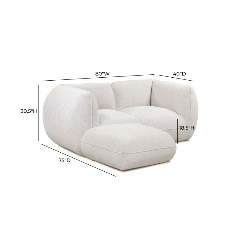Arezza Stone White Basketweave Modular Small Sectional