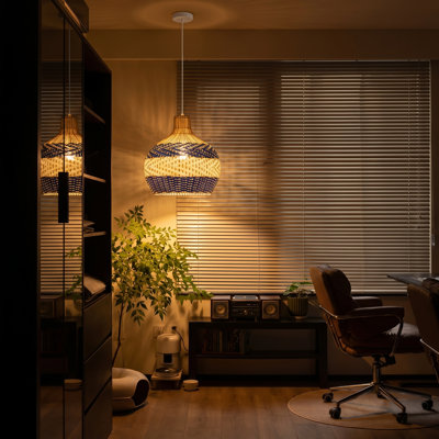Luminaire suspendu en rotin à 1 lumière