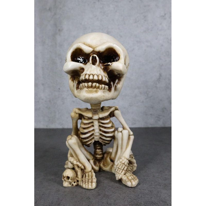 Gothic Macabre Grinning Grave Squatter Skeleton Skull Bobblehead Figurine