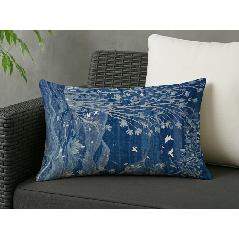 Coussin décoratif intérieur et extérieur Modern, Bleu abstrait 13, Rectangle H 18 po x l 25 po
