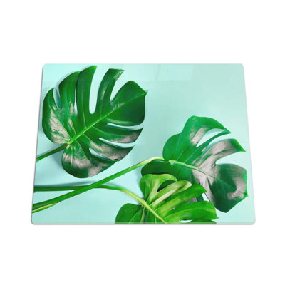 RV Small Stove Top Cover & Cutting Board- Aqua & Green Palms