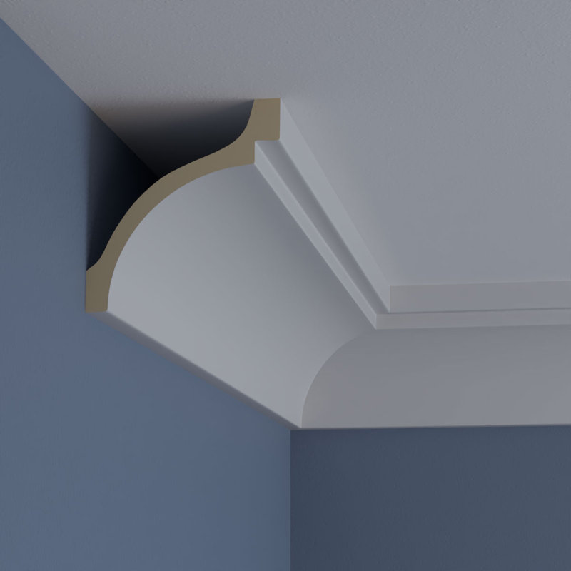 Primed White Geometric Crown Moulding Sample, 12 in