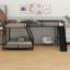 Lit superposé simple au-dessus de L en forme de L avec lit mezzanine simple et bureau intégré, lits triples en métal avec échelle et glissade
