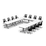 Rectangle 12 Person Flip Top 72'' L Modular Training Table and Chair Set with Casters and Modesty Panel and Cable Management