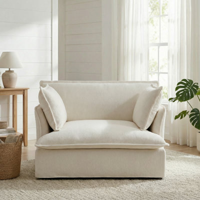 Fauteuil d'appoint rembourré surdimensionné, fauteuil simple confortable avec 2 coussins, fauteuil de lecture à siège profond avec double charge