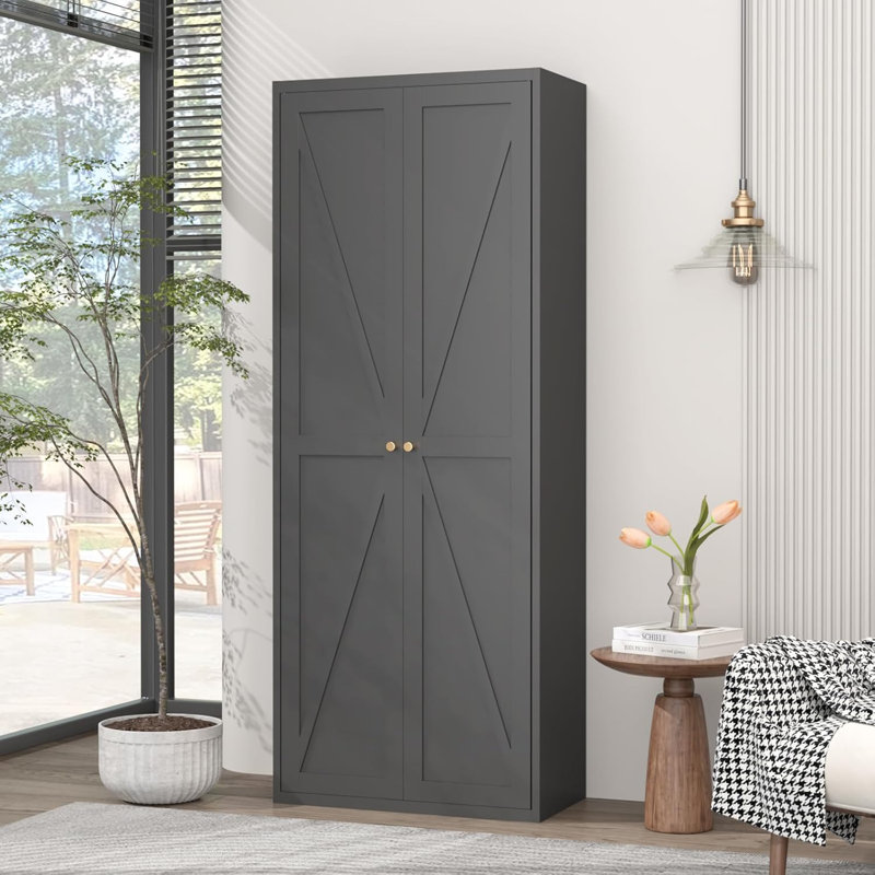 Armoire de rangement pour garde-manger de 71 po, grande armoire de cuisine Farmhouse, armoire de rangement pour garage avec portes et tablettes réglables